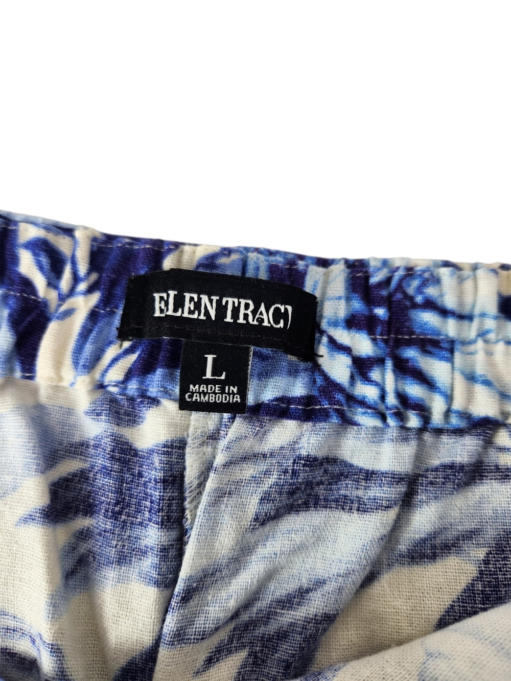 Ellen Tracy Blue Floral Wrap Skort Large Pockets Elastic Waistband Linen Blend - Picture 11 of 14